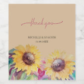 Rustikale künstlerische Sonnenblumen Kunst, Dichtu Weinetikett (Einzelnes Label)