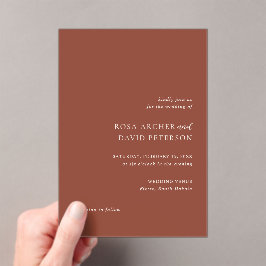 Rustikale Kupfer-Editorial-Moderne Hochzeit Acryleinladungen