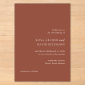 Rustikale Kupfer-Editorial-Moderne Hochzeit Acryleinladungen (Vorderseite)