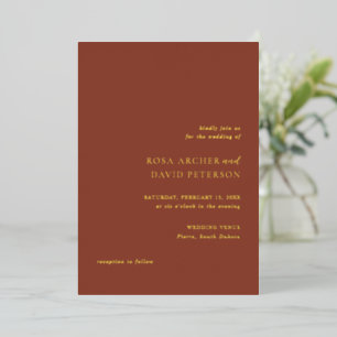 Rustikale Kupfer-Editorial-Moderne Hochzeit Folieneinladung