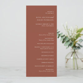 Rustikale Kupfer-Editorial-Moderne Hochzeit Programm