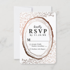 Rustikale Kupfer-Folie aus Holz RSVP Herbsthochzei Karte