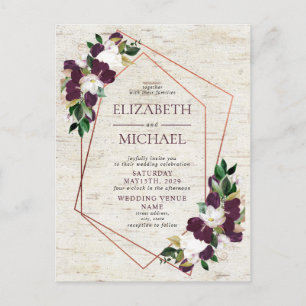 Rustikale Kupfer Geometric Burgundy Postcard Weddi Ankündigungspostkarte
