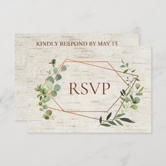 Rustikale Kupfer Geometric Eukalyptus Birch Meal U Einladung (Vorne/Hinten)