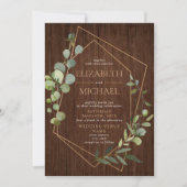 Rustikale Kupfer Geometric Wood Eukalyptus Wedding Einladung (Vorderseite)