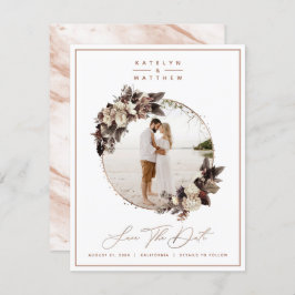 Rustikale Kupfer Gerahmtes Foto und Kalligrafie Save The Date