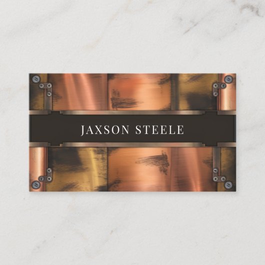 Rustikale Kupfer- und Stahlrivetter Visitenkarte (Vorderseite)