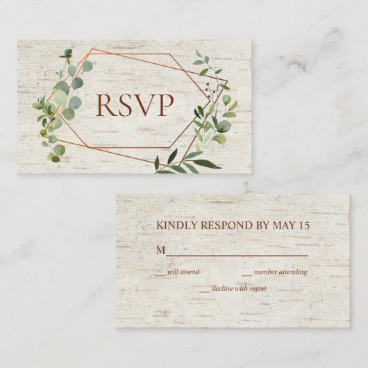 Rustikale Kupfergeometrie Eukalyptus Birch UAWG Begleitkarte (Vorne/Hinten)