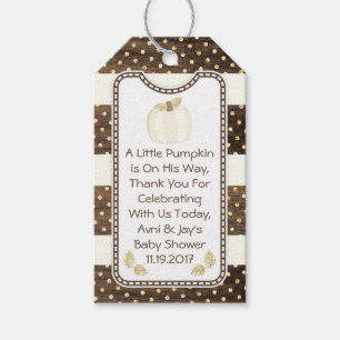Rustikale Kürbis-Baby-Shower-Geschenkkarte, Elfenb Geschenkanhänger