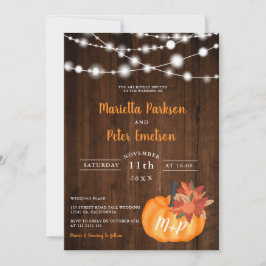 Rustikale Kürbis-Blumenholzlampen Hochzeit im Herb Einladung