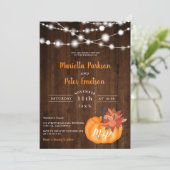 Rustikale Kürbis-Blumenholzlampen Hochzeit im Herb Einladung