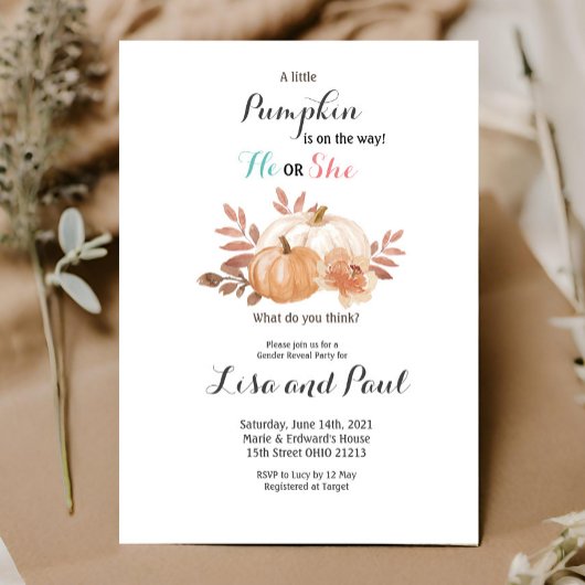 Rustikale Kürbis, die nach Geschlecht kommen, offe Einladung