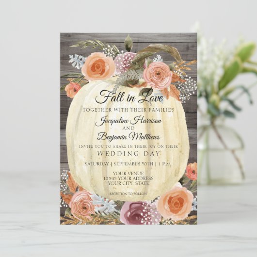 Rustikale Kürbis Einladung (Stehend Vorderseite)