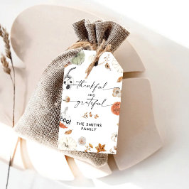 Rustikale Kürbis-Erntedank-Abendessen-Geschenkkart Geschenkanhänger