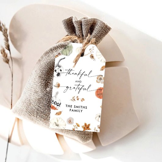 Rustikale Kürbis-Erntedank-Abendessen-Geschenkkart Geschenkanhänger