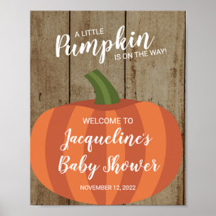 Rustikale Kürbis-Herbst-Baby-Party-Einladungstafel Poster