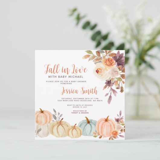 Rustikale Kürbis in die Liebe Kinderdusche Einladung (Stehend Vorderseite)