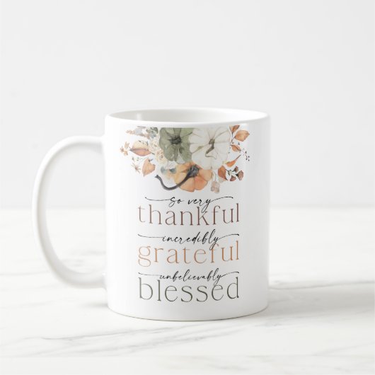 Rustikale Kürbis-Thanksgiving-Dinner-Tasse Kaffeetasse (Links)