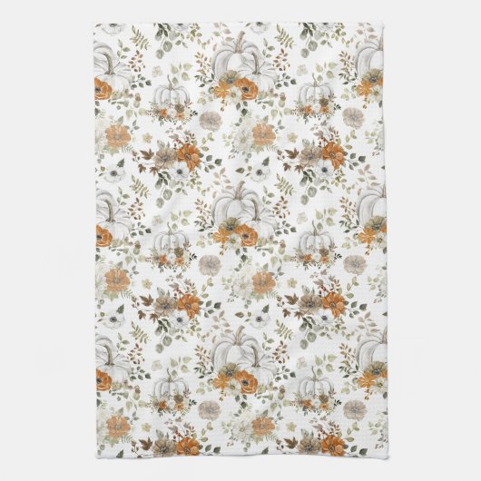 Rustikale Kürbis und Blume fallen Geschirrtuch (Vertikal)