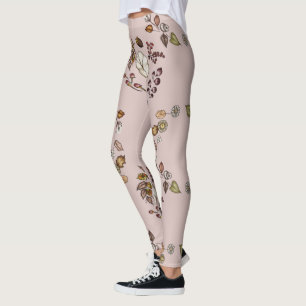 Rustikale Kürbis und Herbst-Blätter Krängungsmuste Leggings