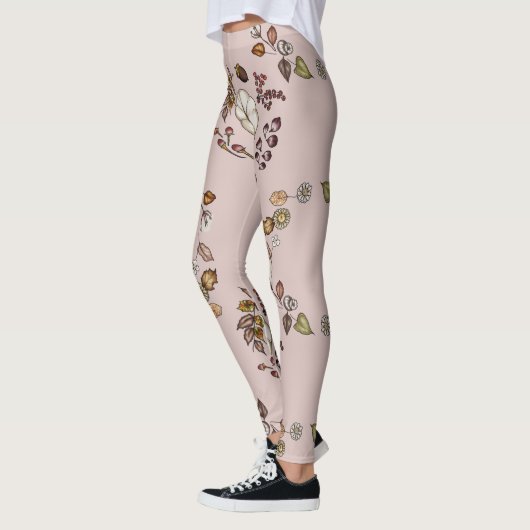 Rustikale Kürbis und Herbst-Blätter Krängungsmuste Leggings (Links)