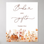 Rustikale Kürbisbücher und Geschenke Kinderdusche Poster (Vorne)