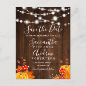 Rustikale Kürbiskernen Save the Date Ankündigungspostkarte (Vorderseite)