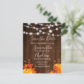 Rustikale Kürbiskernen Save the Date Ankündigungspostkarte (Stehend Vorderseite)