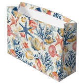 Rustikale Küste - Muscheln, Starfish, Riff (10) Große Geschenktüte (Rückseite Schrägansicht)