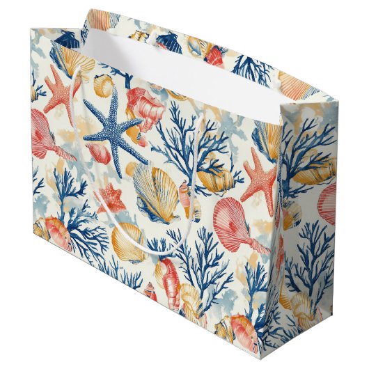 Rustikale Küste - Muscheln, Starfish, Riff (10) Große Geschenktüte (Rückseite Schrägansicht)