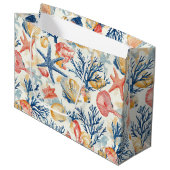 Rustikale Küste - Muscheln, Starfish, Riff (10) Große Geschenktüte (Vorderseite Schrägansicht)