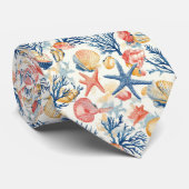 Rustikale Küste - Muscheln, Starfish, Riff (10) Krawatte (Gerollt)