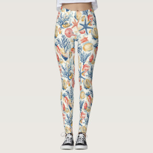 Rustikale Küste - Muscheln, Starfish, Riff (10) Leggings