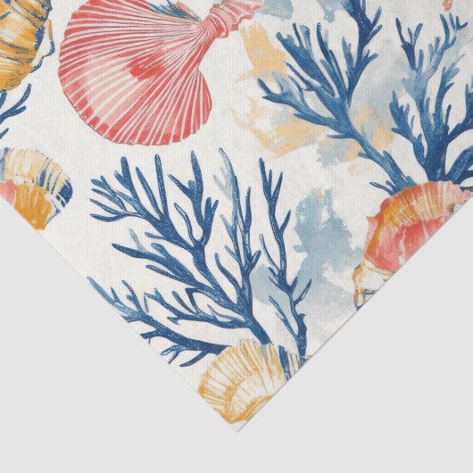 Rustikale Küste - Muscheln, Starfish, Riff (10) Seidenpapier (Detail)