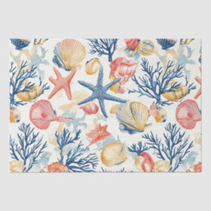 Rustikale Küste - Muscheln, Starfish, Riff (10) Seidenpapier