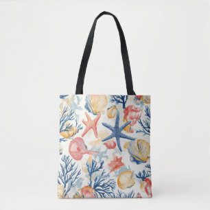 Rustikale Küste - Muscheln, Starfish, Riff (10) Tasche