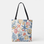Rustikale Küste - Muscheln, Starfish, Riff (10) Tasche (Rückseite)