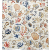 Rustikale Küste - Muscheln, Starfish, Riff (12) Duschvorhang (Vorderseite)