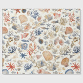 Rustikale Küste - Muscheln, Starfish, Riff (12) Geschenkpapier (Flach)