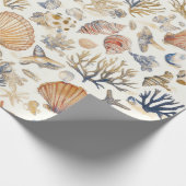 Rustikale Küste - Muscheln, Starfish, Riff (12) Geschenkpapier (Ecke)