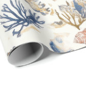 Rustikale Küste - Muscheln, Starfish, Riff (12) Geschenkpapier (Rolleneckpunkt)