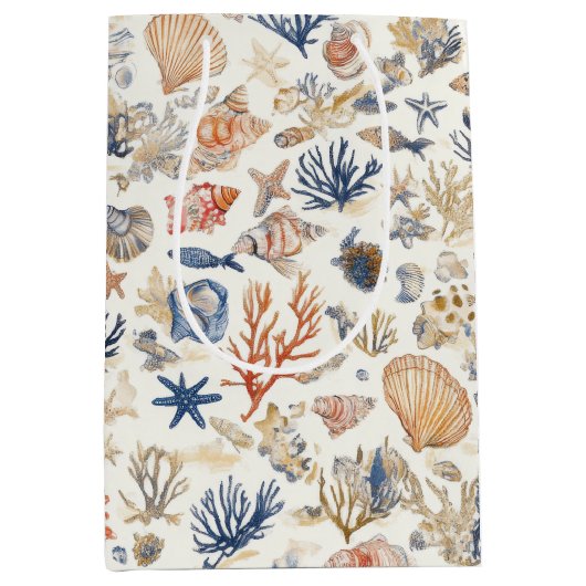 Rustikale Küste - Muscheln, Starfish, Riff (12) Mittlere Geschenktüte (Vorderseite)