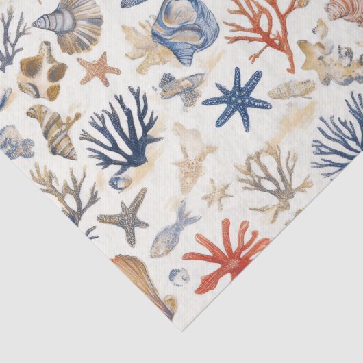 Rustikale Küste - Muscheln, Starfish, Riff (12) Seidenpapier (Detail)