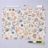 Rustikale Küste - Muscheln, Starfish, Riff (12) Seidenpapier (Handwerk)