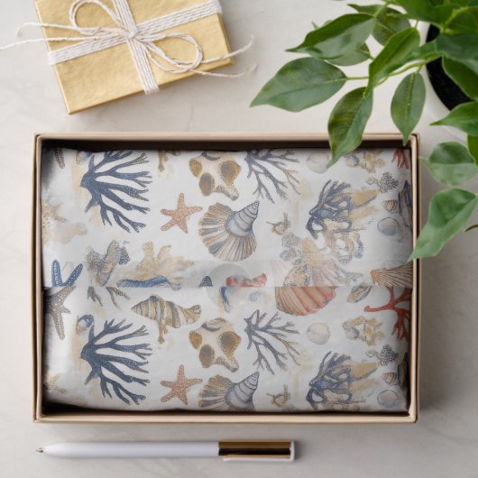 Rustikale Küste - Muscheln, Starfish, Riff (12) Seidenpapier (Geschenk)