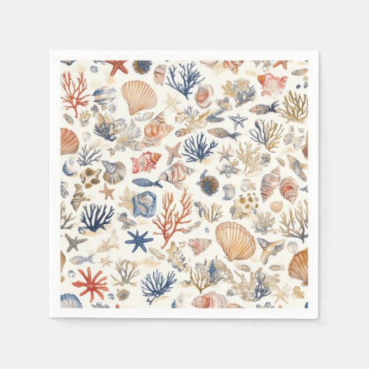 Rustikale Küste - Muscheln, Starfish, Riff (12) Serviette (Vorderseite)