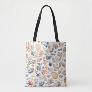 Rustikale Küste - Muscheln, Starfish, Riff (12) Tasche