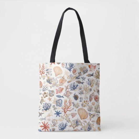 Rustikale Küste - Muscheln, Starfish, Riff (12) Tasche (Vorderseite)