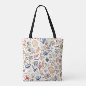 Rustikale Küste - Muscheln, Starfish, Riff (12) Tasche (Rückseite)