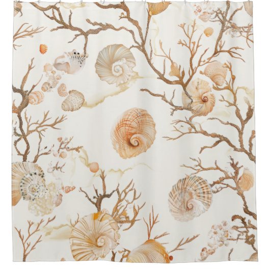 Rustikale Küste - Muscheln, Starfish, Riff (14) Duschvorhang (Vorderseite)